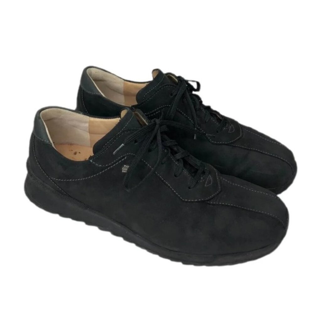Finn Comfort Germany Black Suede Lace Up Comfort Shoes